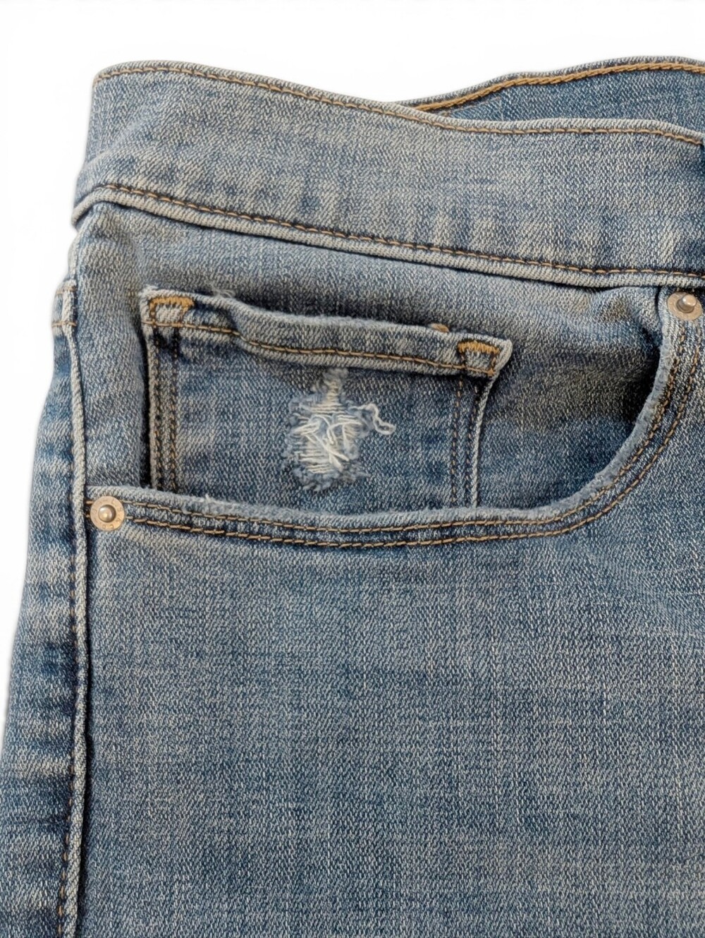LEVIS Denim Bermuda Shorts Light Blue Jean Casual Distressed - Picture 6 of 16
